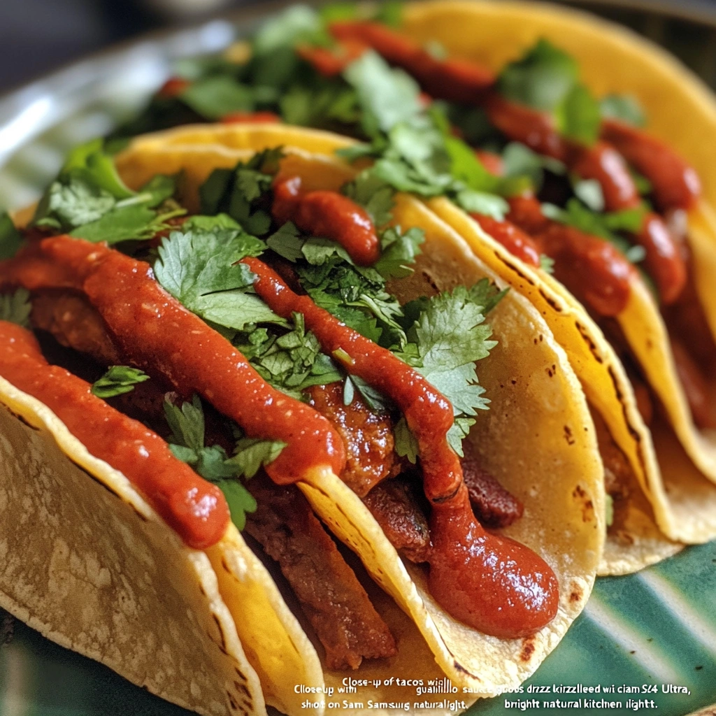 Guajillo Sauce Recipe: The Best Mild and Smoky Mexican Sauce Ever 6 “Tacos with guajillo sauce and fresh herbs”