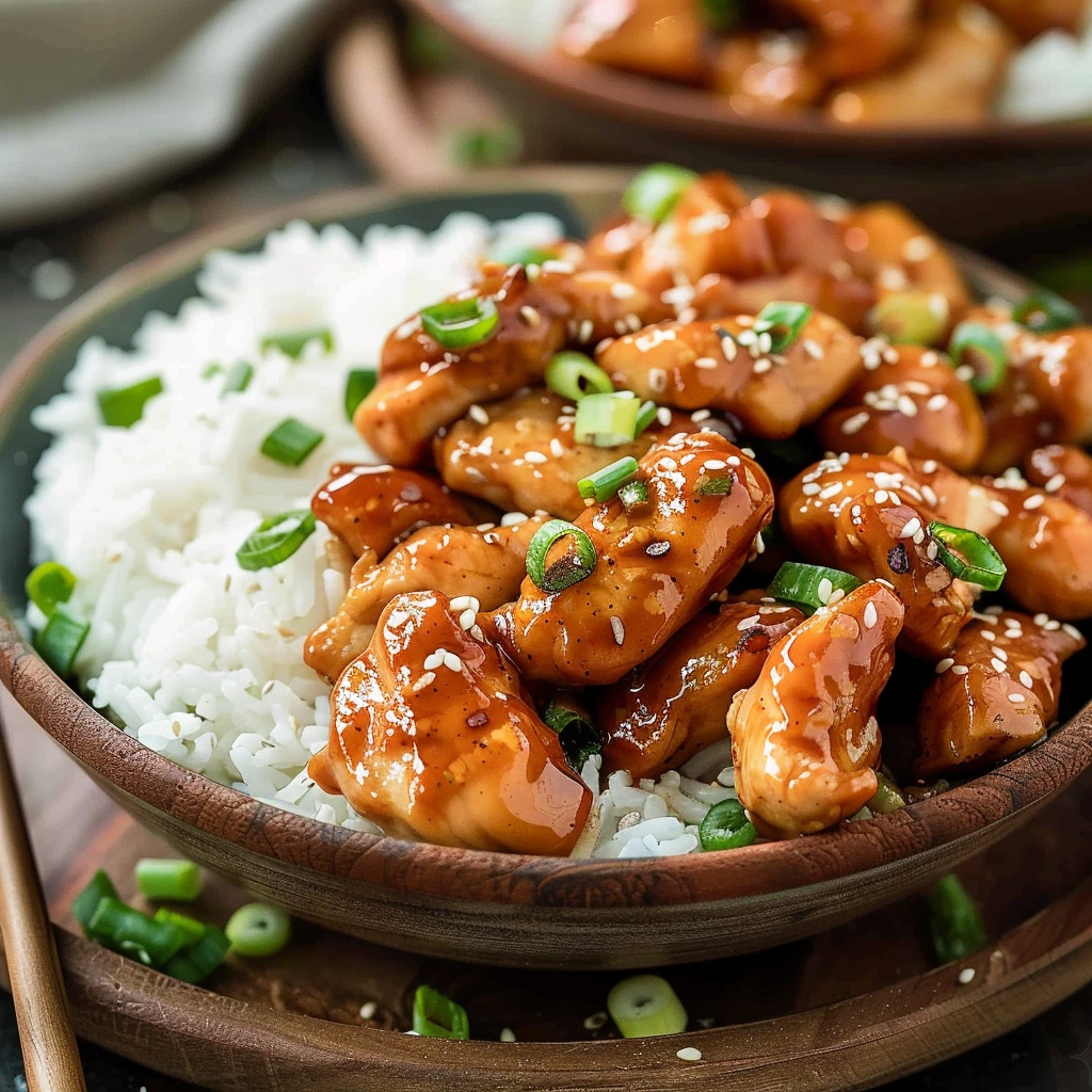 Sweet Chili Chicken Recipe: A Dish Born from My Culinary Journey 5 sweet chili chicken recipe served over white rice with scallions and sesame seeds