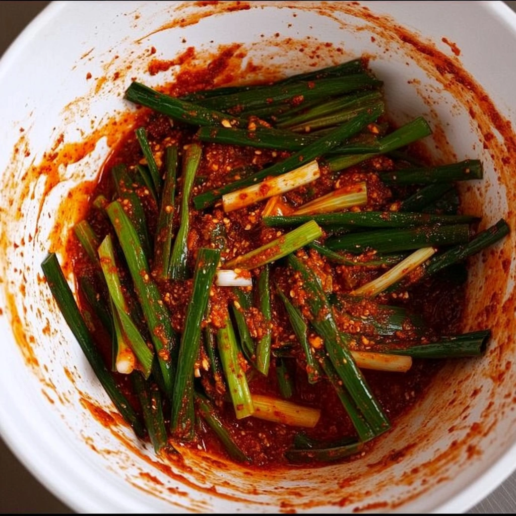Green Onion Kimchi Recipe: The Best 5-Step Pa-Kimchi Guide You’ll Love 6 Green Onion Kimchi Ingredients and Preparation on Kitchen Table